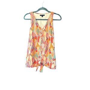 Banana republic sleeveless resort style blouse…Sz L… pink, yellow, multi color